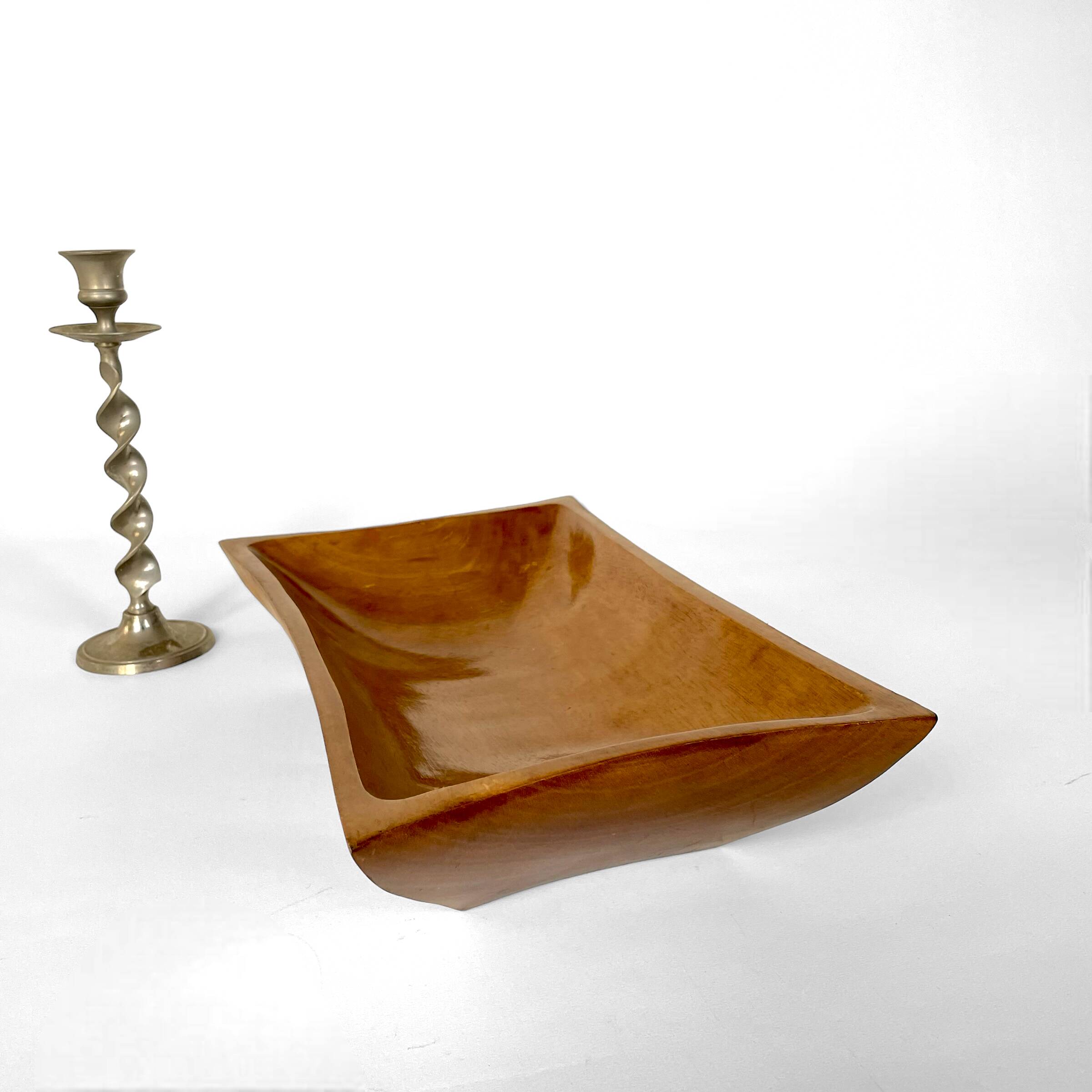 Large vintage solid wood bowl