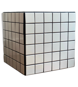 Table de chevet cube damier carrelage carrelé blanc noir rétro | Selency