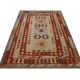 Tapis Kilim en laine fait main rouge et beige, tissage plat oriental tribal 204 x 148 cm