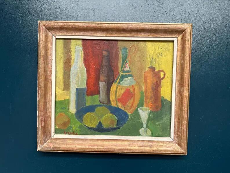 Original Swedish Oil on Panel – “Nature Morte” by Svän Grandin – Signed – Vintage & Framed