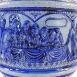 Large pitcher with gres Blue Ceramic ALLEMENAND WESTERWALD Meal scene