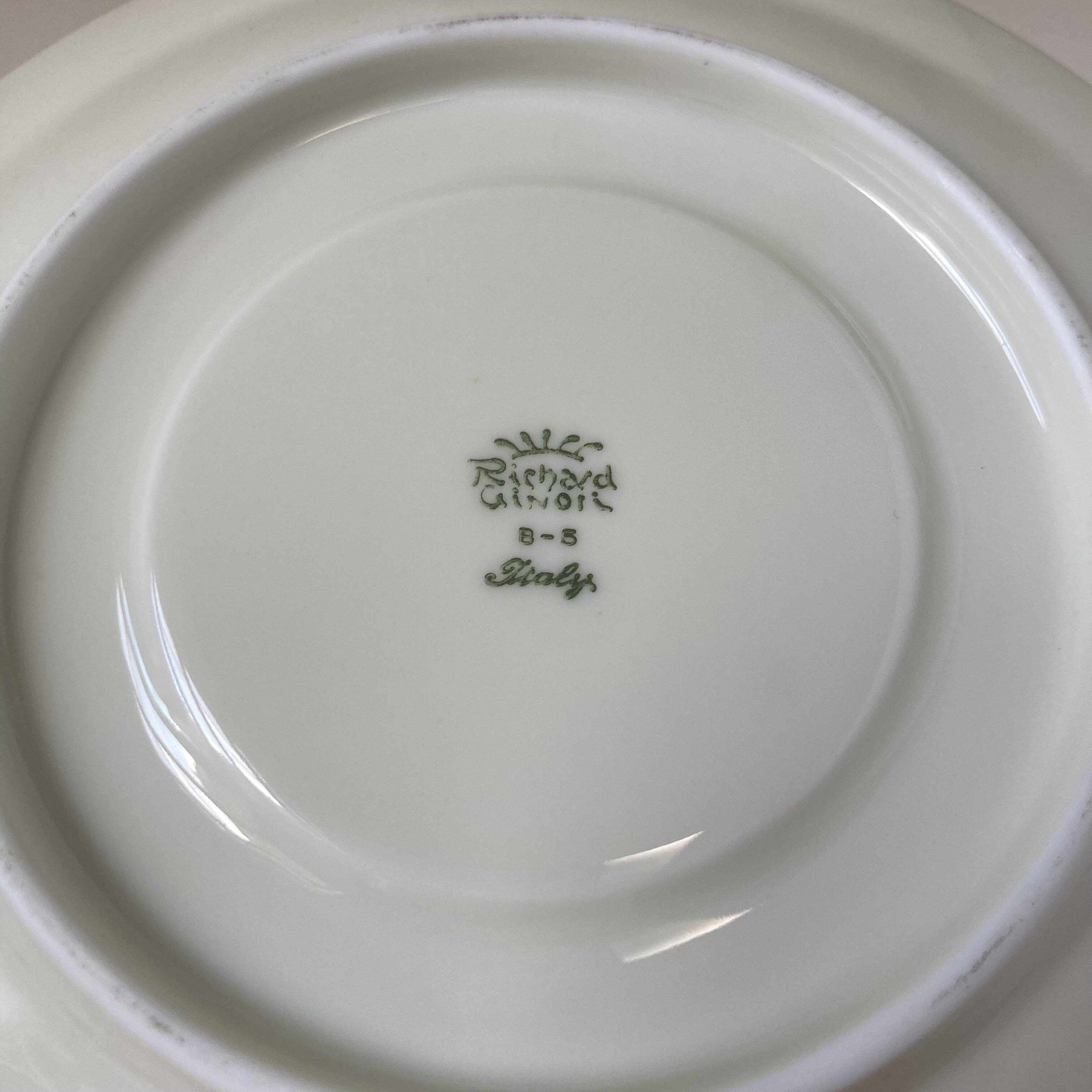 Set of six porcelain cups and saucers decorated by Richard Ginori