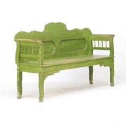 Painted Rustic Farmhouse Folk Art Wooden Bench