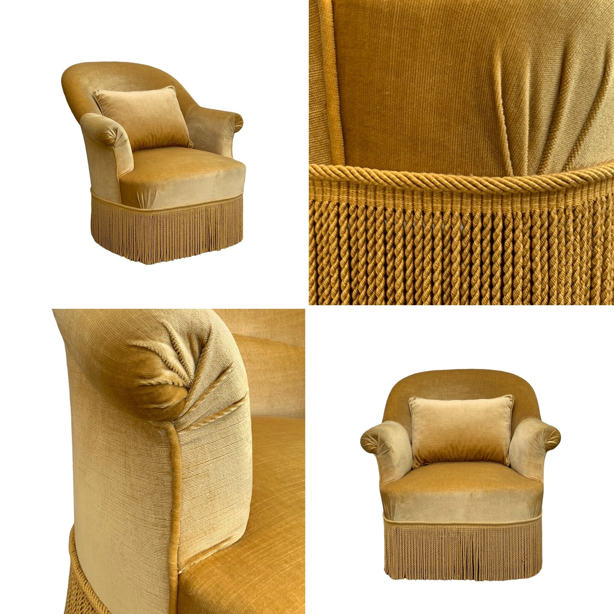 Golden velvet toad armchair