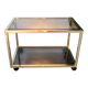 Desserte, Table d'appoint métal doré et verre fumé, 1970-80