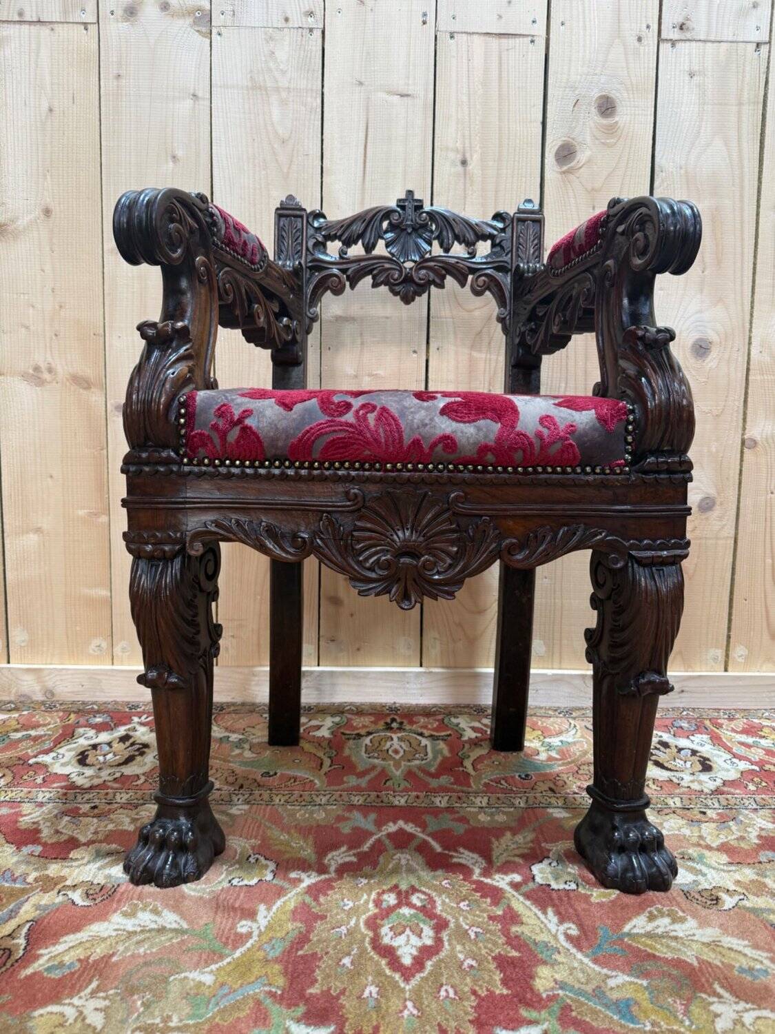 Trône d'évêque – Style Renaissance / Louis XIII – Bois sculpté – XIXe