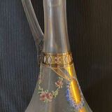 Small glass decanter decorations of enamel flower garland late nineteenth early twentieth