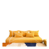 Set of yellow Moroccan floor sofa covers.