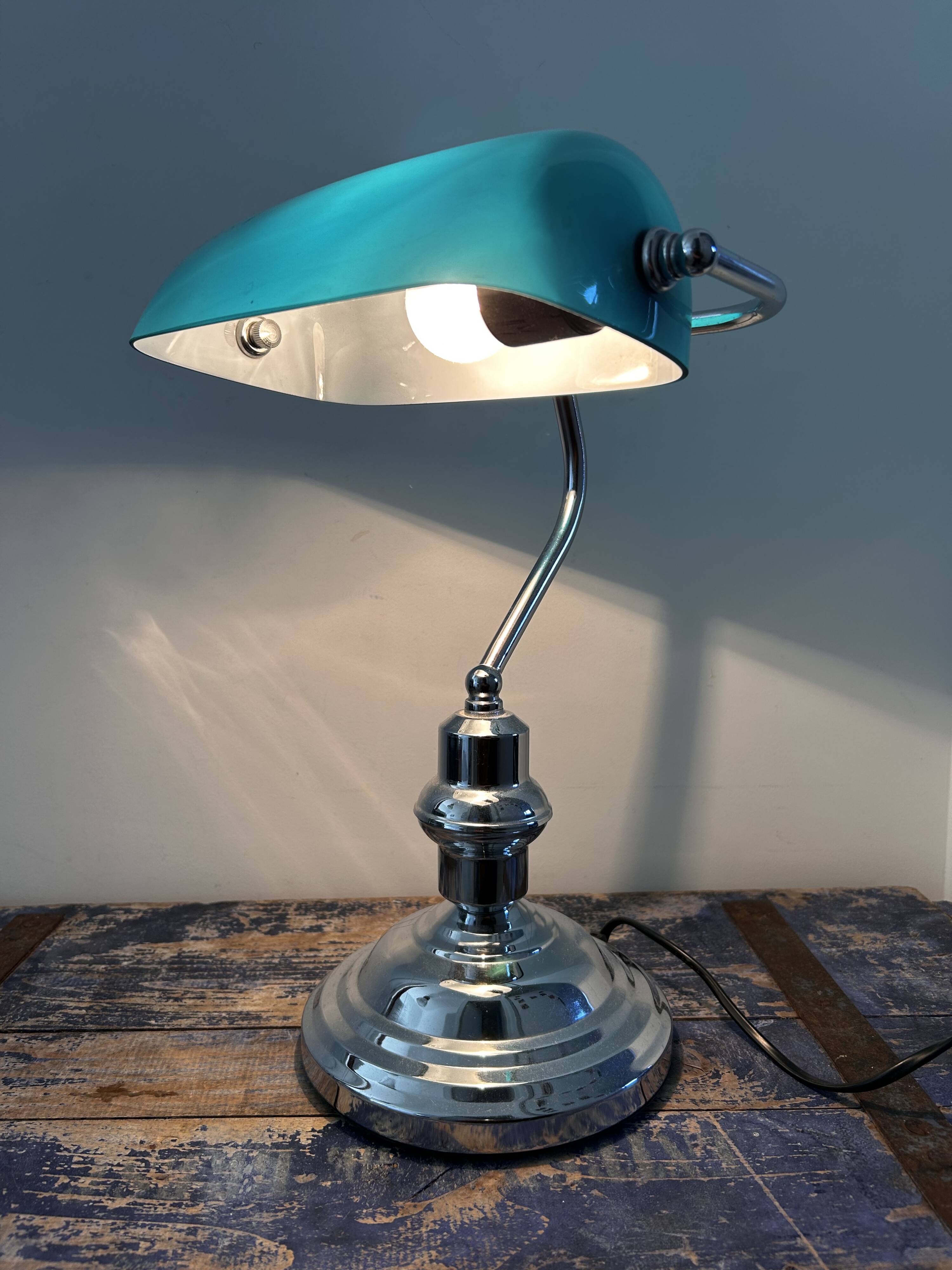 Blue banker notary lamp