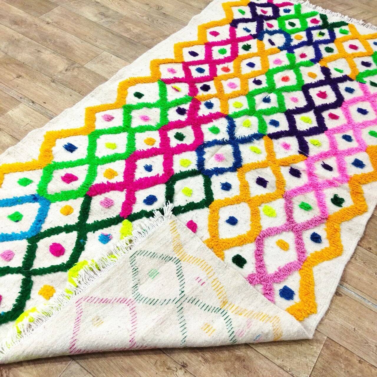 Handmade wool Berber rug 245x133cm