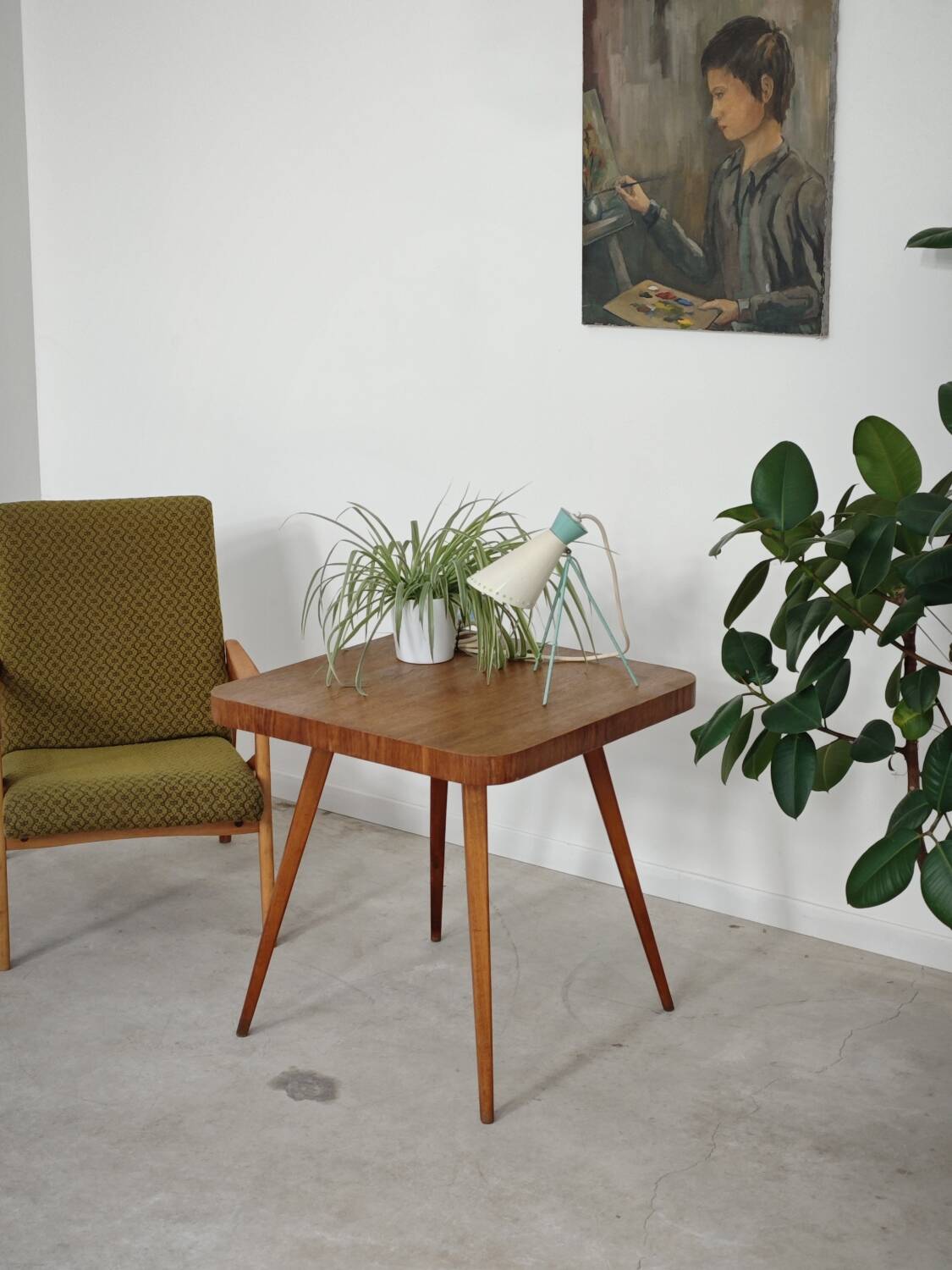 Cesky Nabytek wooden side table, former Czechoslovakia 1960