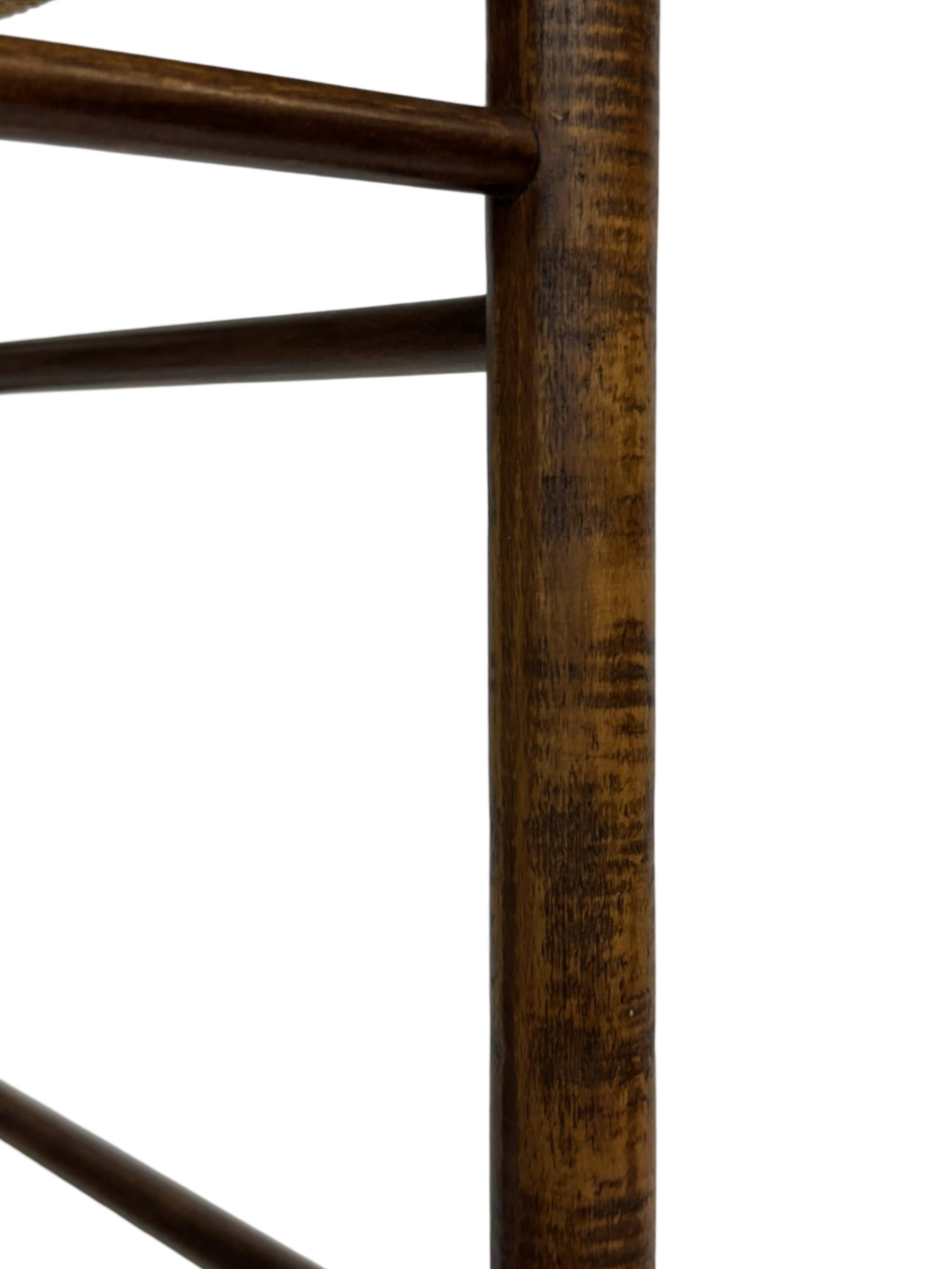 Vintage Wooden Stool With Rope Seat 60s Minimalist