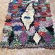 Vintage Moroccan Boucherouite rug: small abstract rug