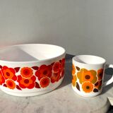 Rainbow bowl lotus orange and red vintage 70s tbe