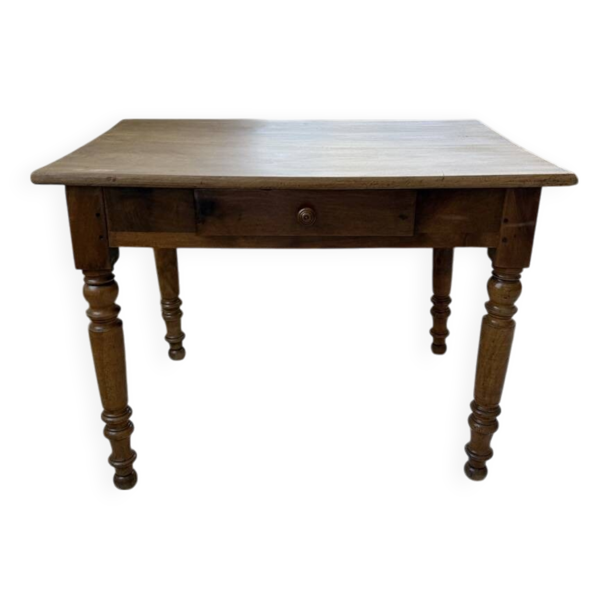 Walnut desk with turned legs, 1900