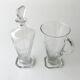Old wine decanter and matching water pitcher - Crystal - Square model