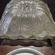 Wall ceiling lamp wood and (amber) glass 1960s moulded