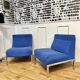 Paire de chauffeuses design tissu bleu