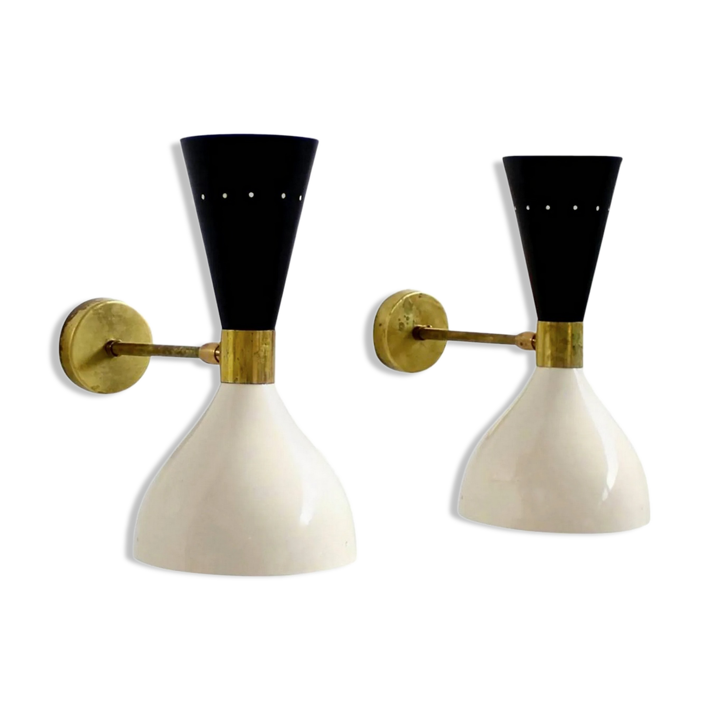 Pair wall lamps moonlight white & black