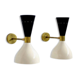 Pair wall lamps moonlight white & black