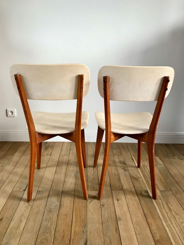 Pair of scandinavian chairs in skaï 50s