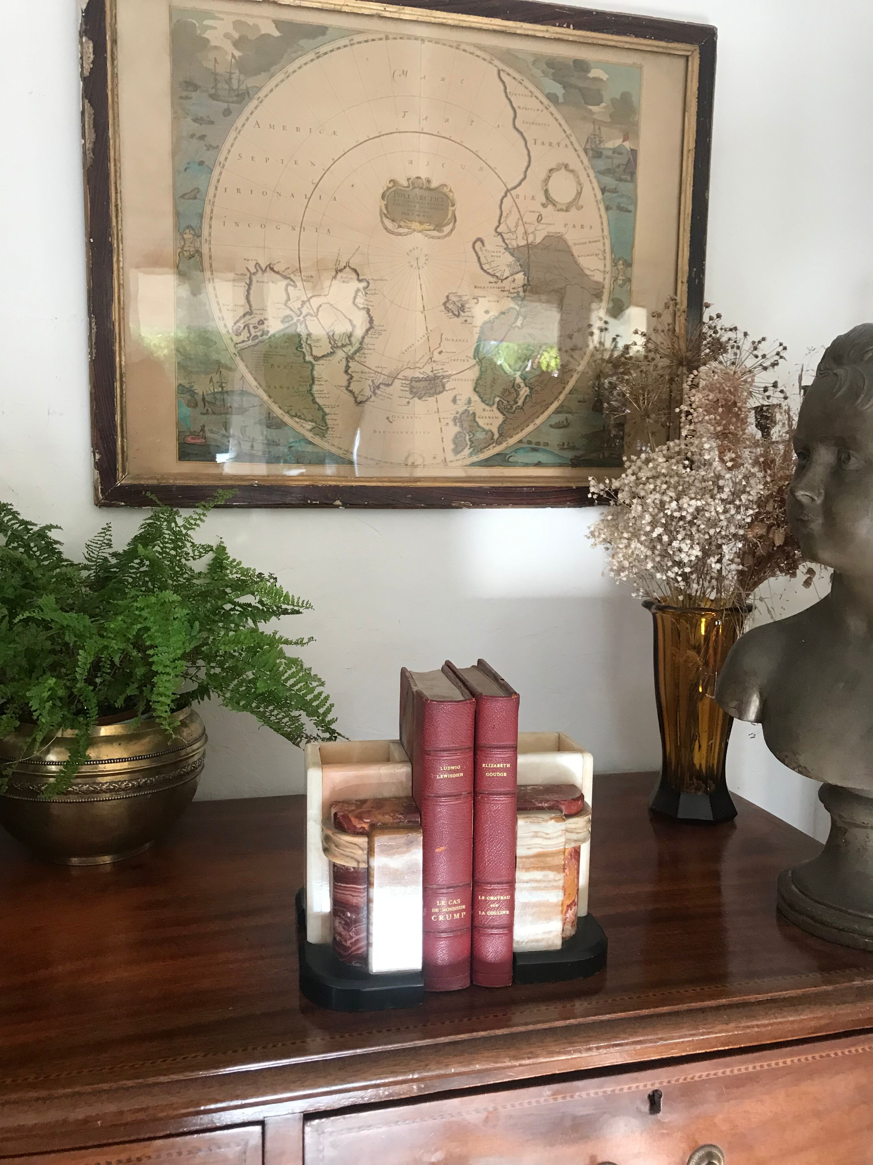 Pair of Art Deco marble book clamts