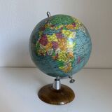Globe terrestre vintage 1960 Girard et Barrère bois mappemonde - 29 cm