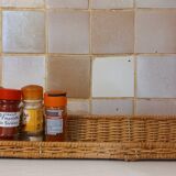 Set of 2 small wicker wall shelves - spice shelves