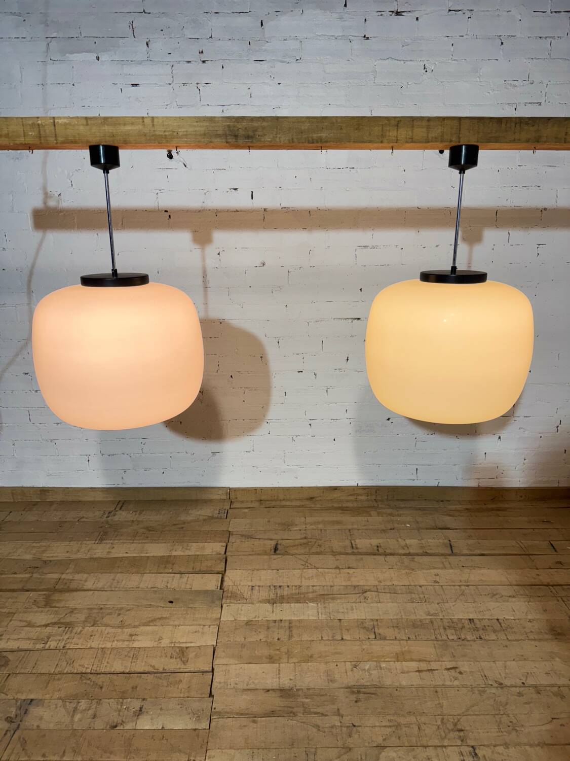 Pair of huge 1970 pendant lights