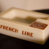 Three opalex ashtrays at the Logo of the Trans-Atlantic General Company - French Line - Model created by Jean Luce for the cruises of the liner Normandy and France