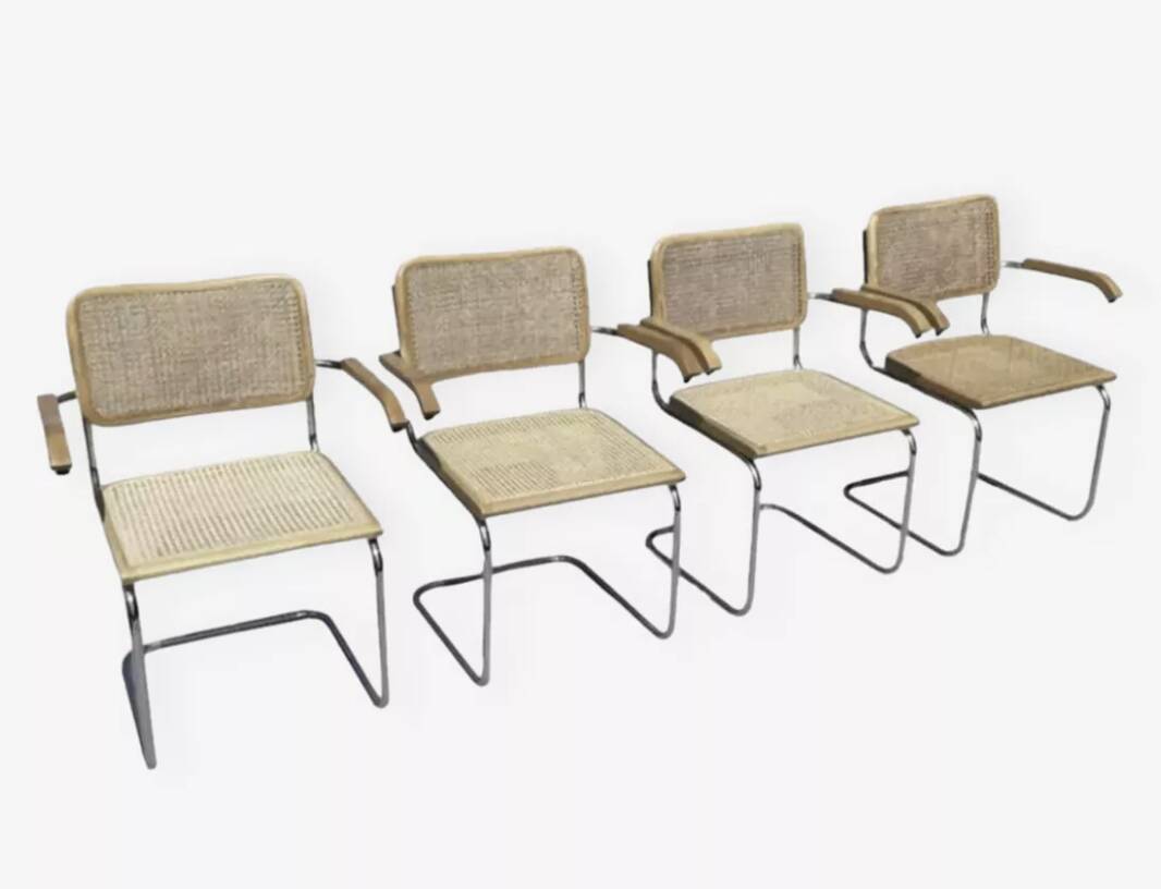 Set of 4 Cesca chairs model B64 with armrests Cesca Marcel breuer design