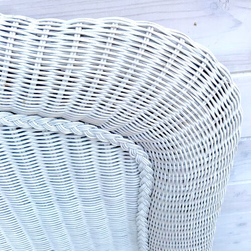 White rattan headboard