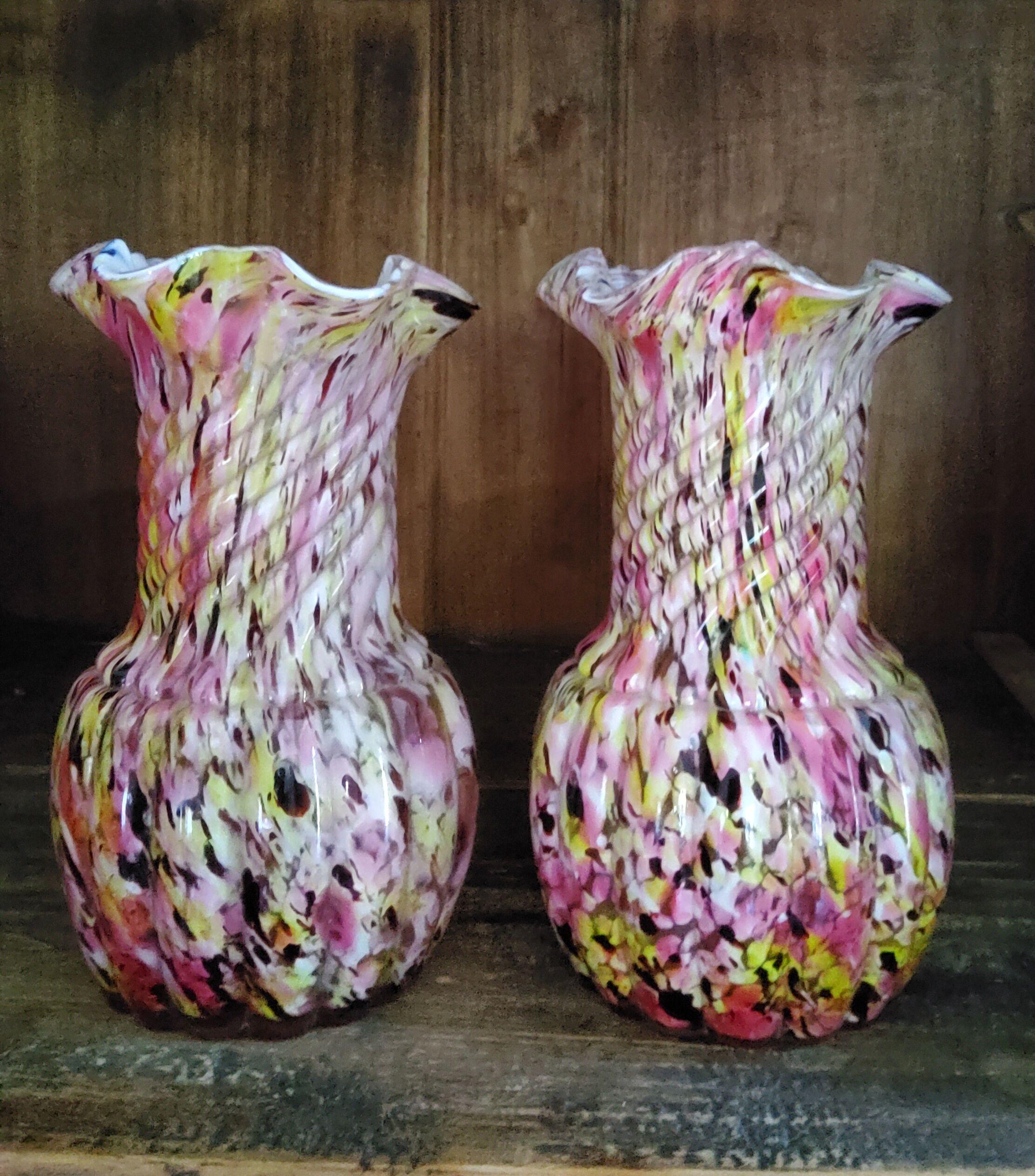 Colored glass vases