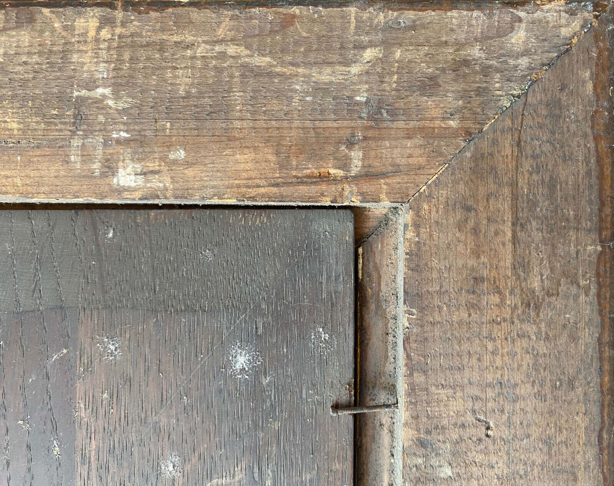 Table XIX° century, farm with thatched roof in the woods", signed Delattre
