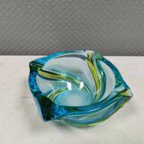 Beautiful ashtray in multicoloured glass. We guess Italy, 1980s.