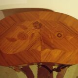 Louis XV style bedside table with varnished marquetry.