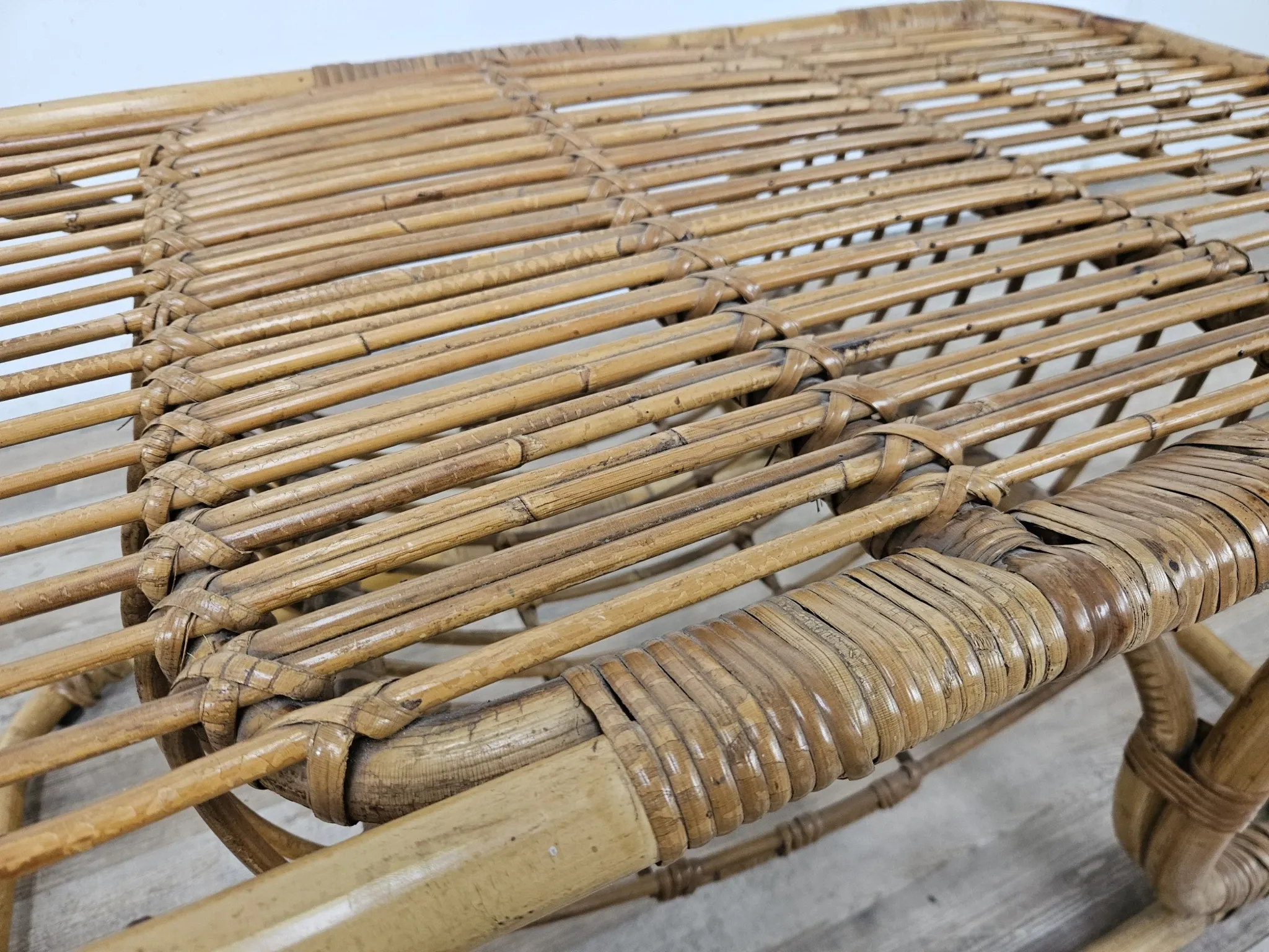 Vintage wicker side table, 1970