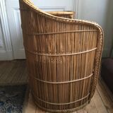 Rattan armchair with tablet