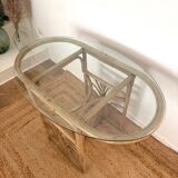 Small oval dining table in rattan "Double Gerbe" – Duo Rivie format