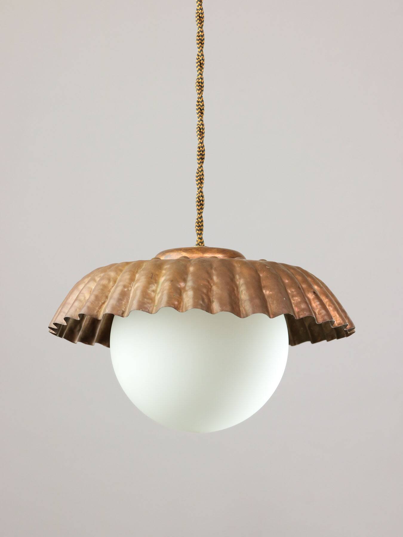 Mid-Century Italian Copper and Opaline Pendant Lamp
