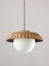 Lampe à suspension italienne en cuivre et opaline du milieu du siècle