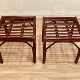 Rattan bench or pair of stools 1950.