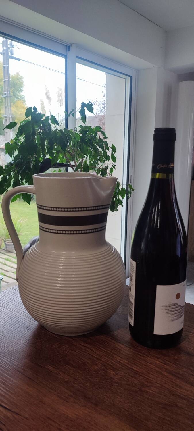 Large glazed stoneware pitcher signed, 1950-60 period