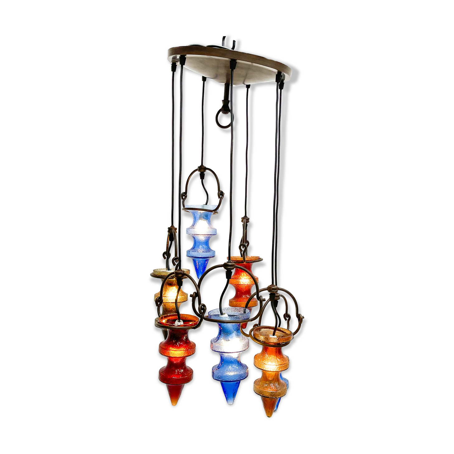 1970's colorful Belgian glass chandelier by Nanny Still for Massive