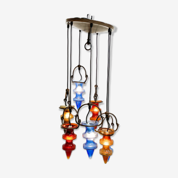 1970's colorful Belgian glass chandelier by Nanny Still for Massive