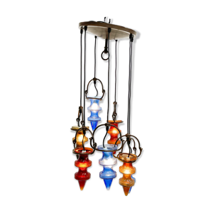 Lustre en verre belge coloré des