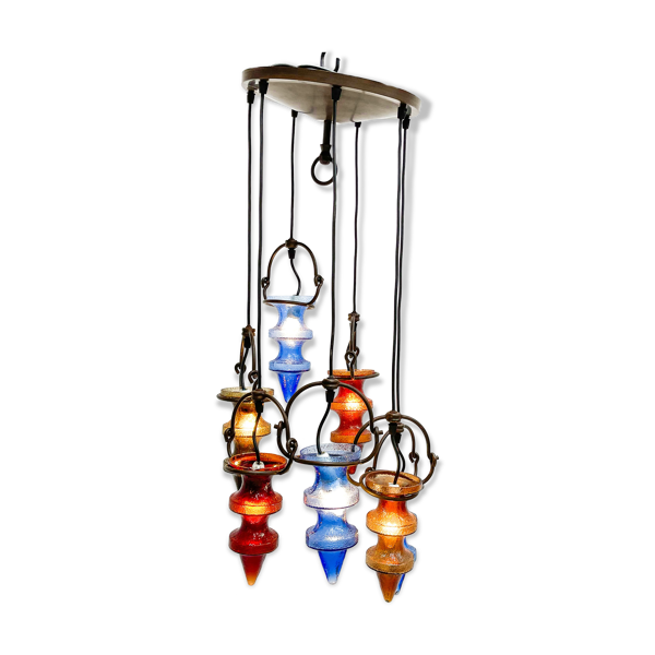 Lustre en verre belge coloré des années 1970 par Nanny Still pour Massive — Beyit