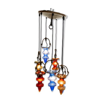 1970's colorful Belgian glass chandelier by Nanny Still for Massive