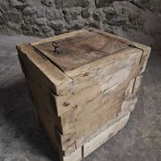 French antique oak safe, lockable rustic chest, circa 1750–1850.
