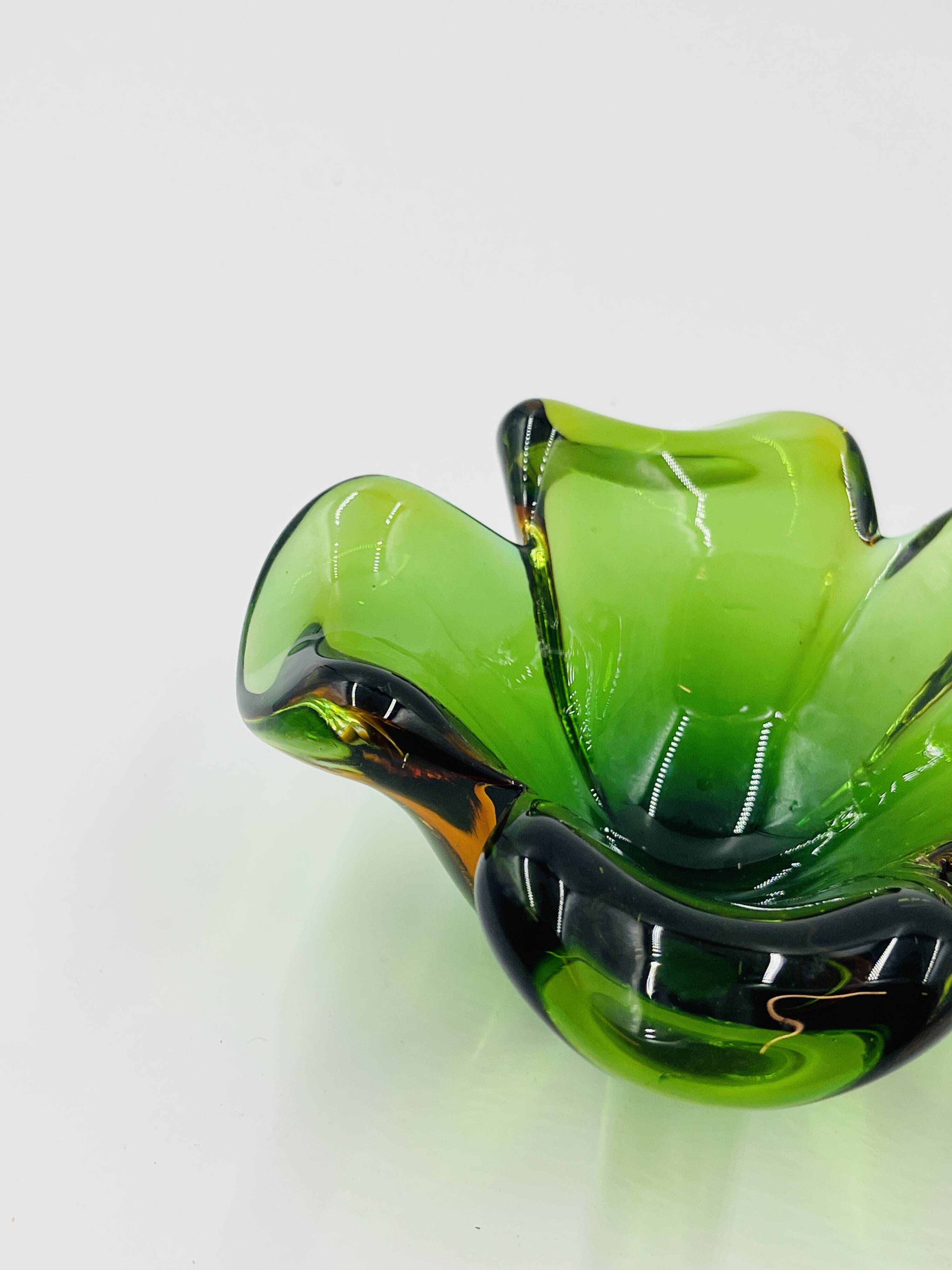 Biomorphic glass bowl from Murano attributed to Flavio Poli.
